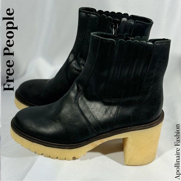 FREE PEOPLE JAMES CHELSEA BOOTS IN BLACK LEATHER SIZE 41 NWT - Picture 3 of 6